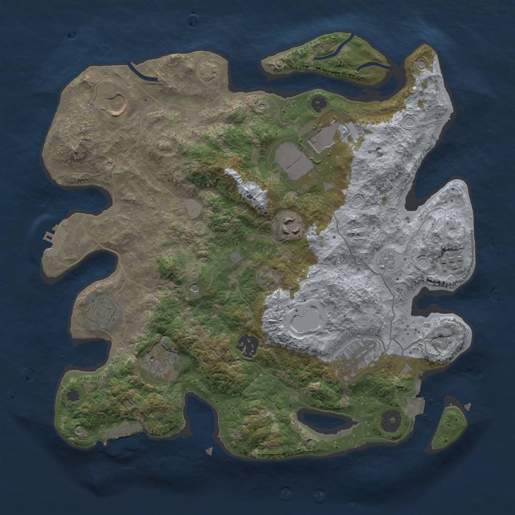 Rust Map: Procedural Map, Size: 3550, Seed: 86406998, 16 Monuments