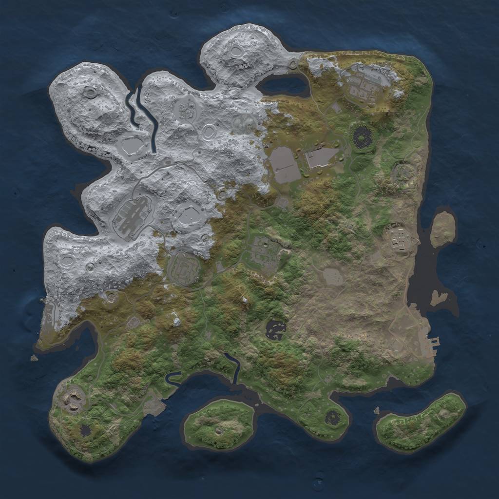 Rust Map: Procedural Map, Size: 3550, Seed: 38099027, 16 Monuments