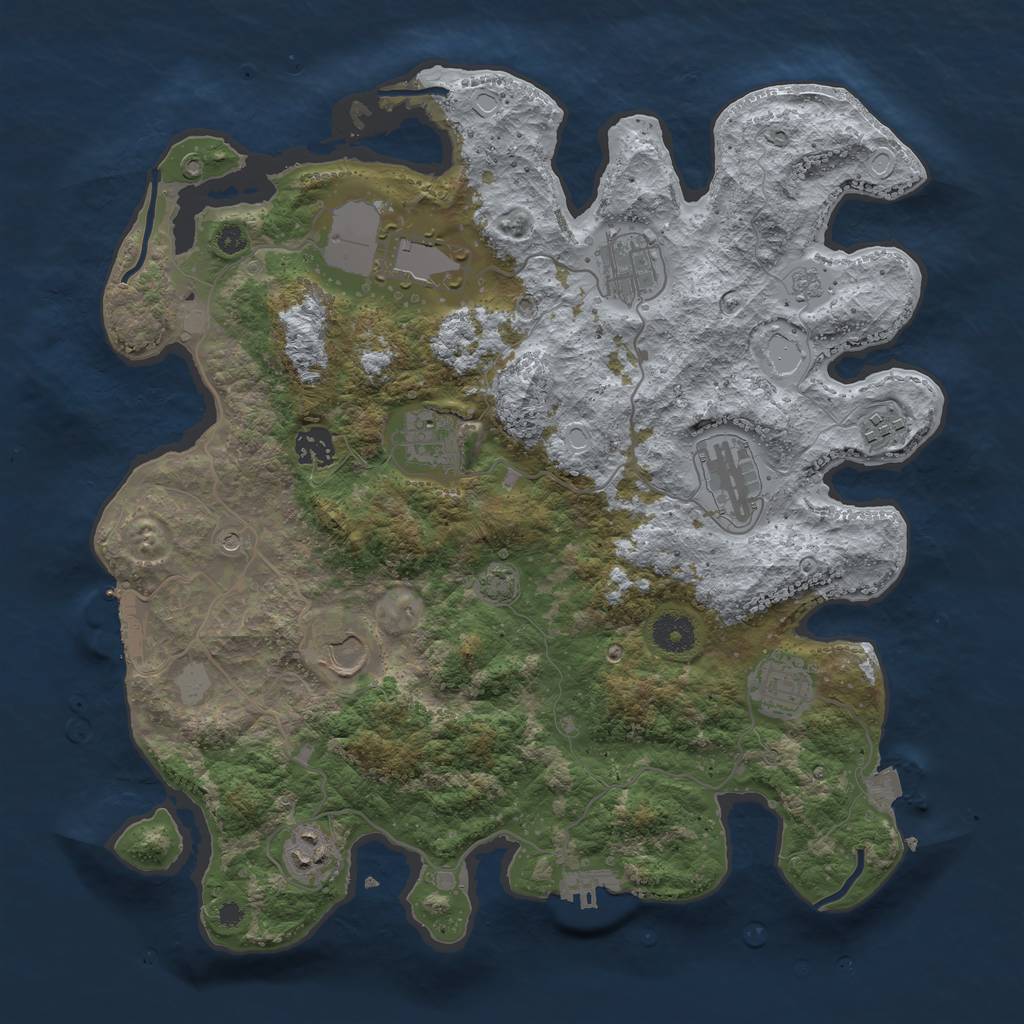 Rust Map: Procedural Map, Size: 3750, Seed: 18887534, 17 Monuments