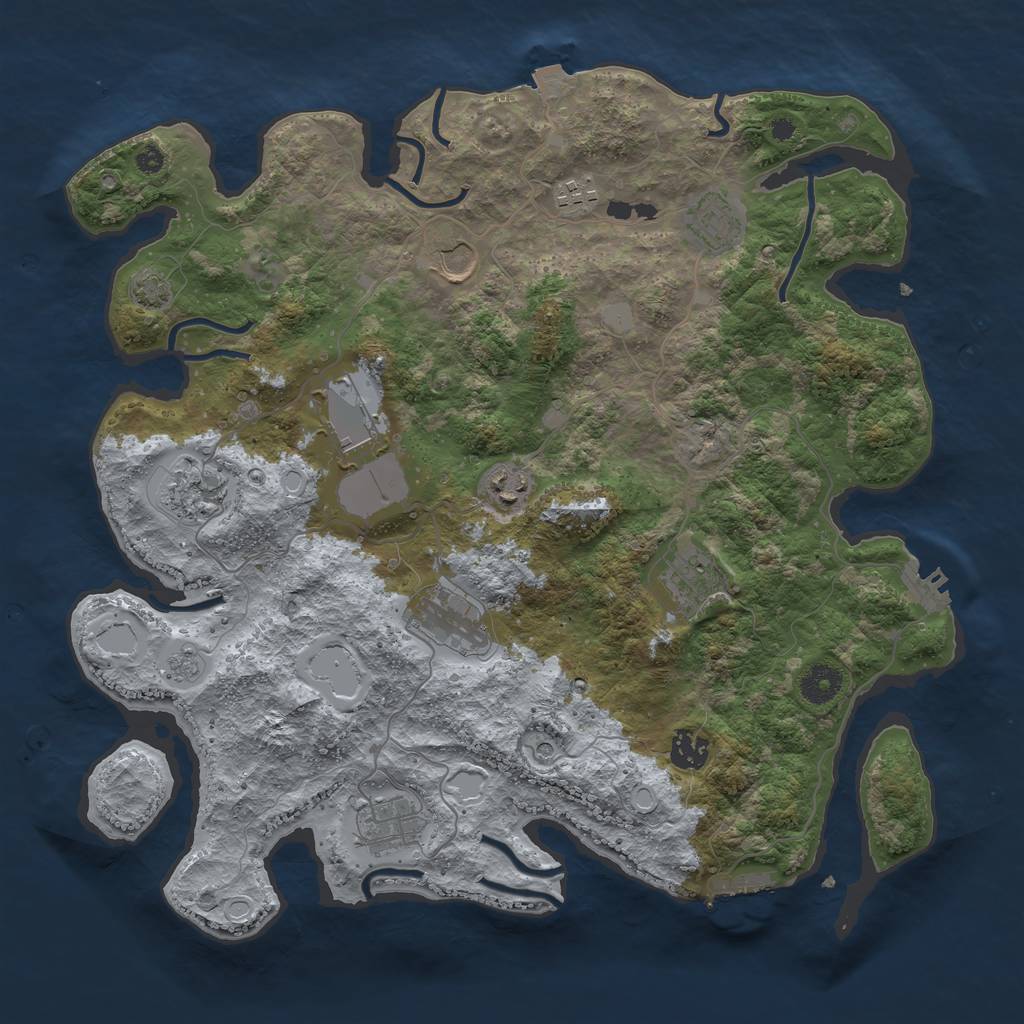 Rust Map: Procedural Map, Size: 3850, Seed: 86443921, 18 Monuments