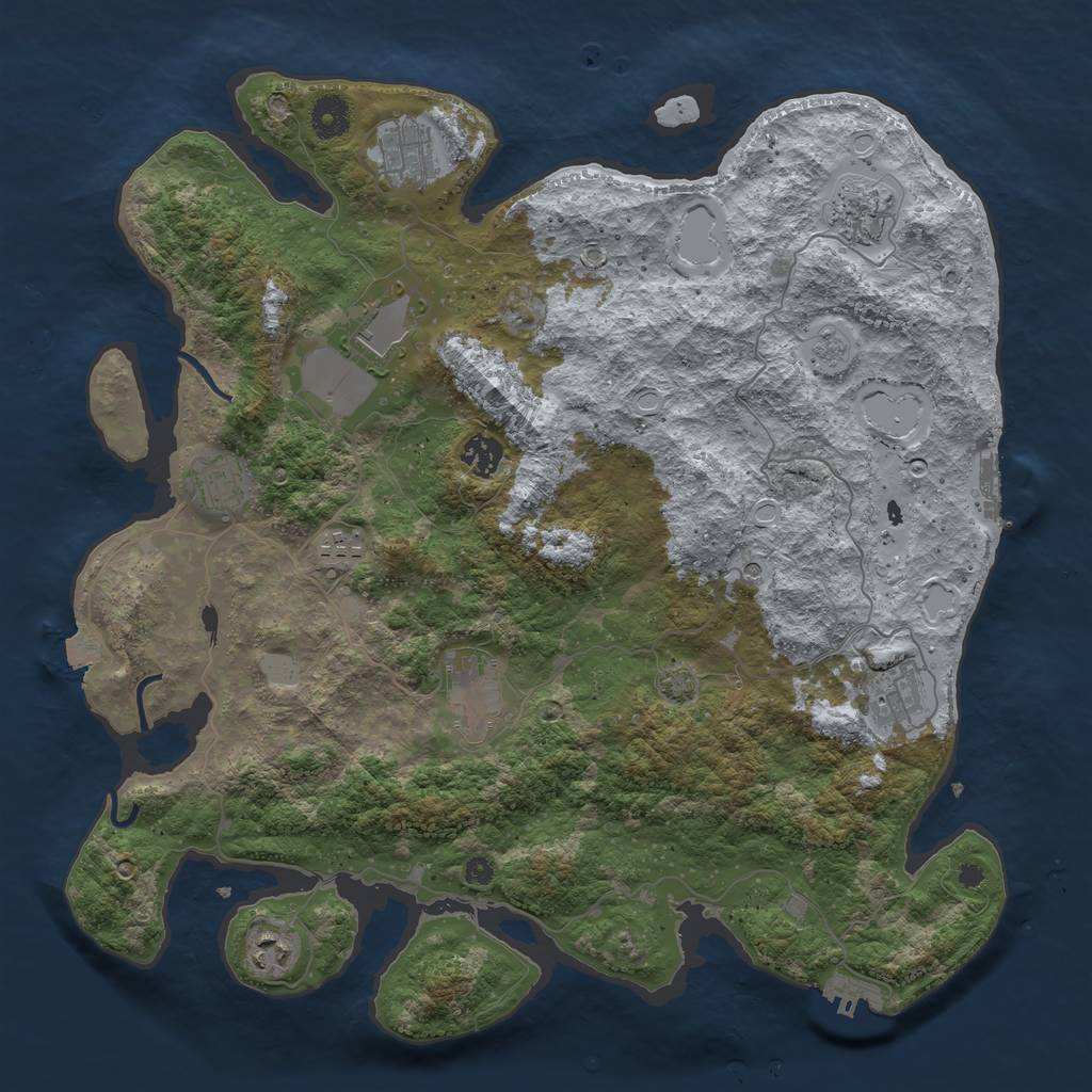 Rust Map: Procedural Map, Size: 3950, Seed: 81215973, 17 Monuments