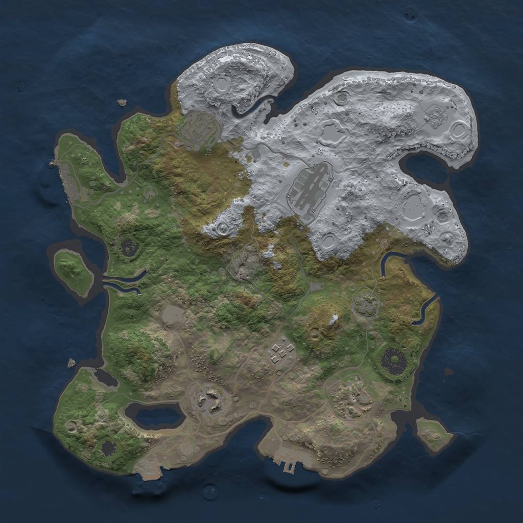 Rust Map: Procedural Map, Size: 3000, Seed: 1623403, 12 Monuments
