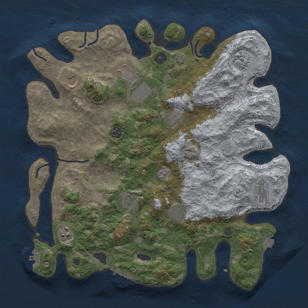 Rust Map: Procedural Map, Size: 3950, Seed: 33428412, 18 Monuments