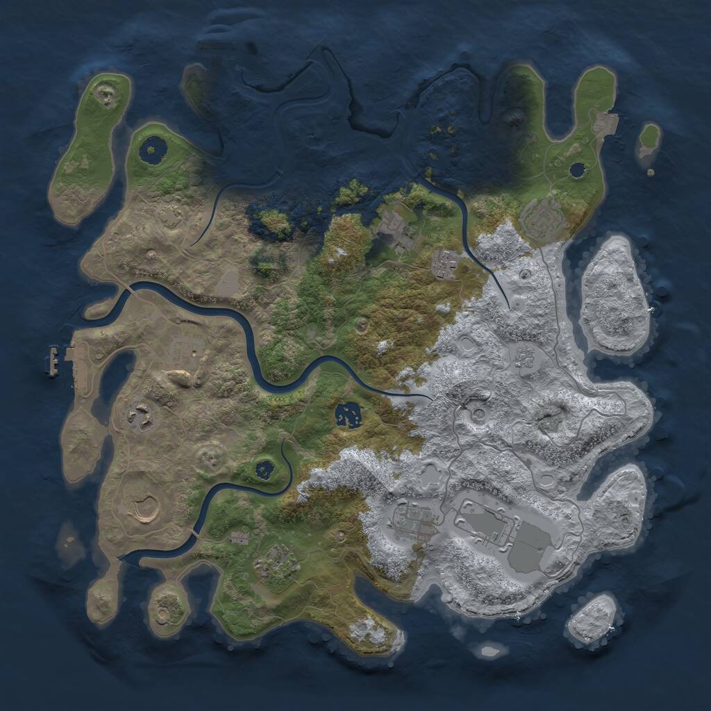 Rust Map: Procedural Map, Size: 3900, Seed: 90466491, 16 Monuments