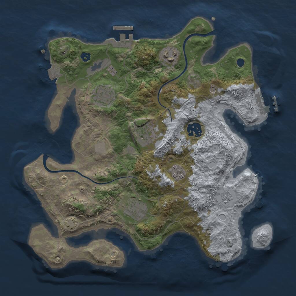 Rust Map: Procedural Map, Size: 3000, Seed: 10118, 12 Monuments