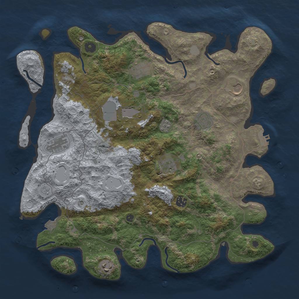 Rust Map: Procedural Map, Size: 4000, Seed: 3015890, 16 Monuments