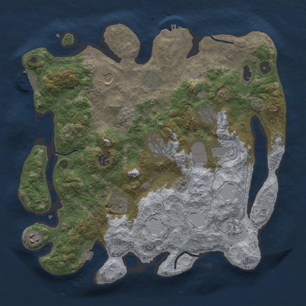 Rust Map: Procedural Map, Size: 3850, Seed: 24331878, 18 Monuments