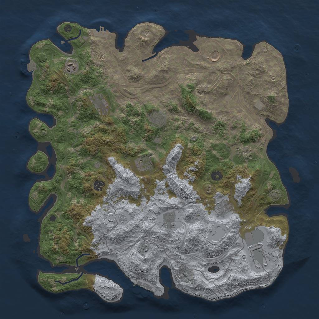 Rust Map: Procedural Map, Size: 4400, Seed: 36542159, 19 Monuments