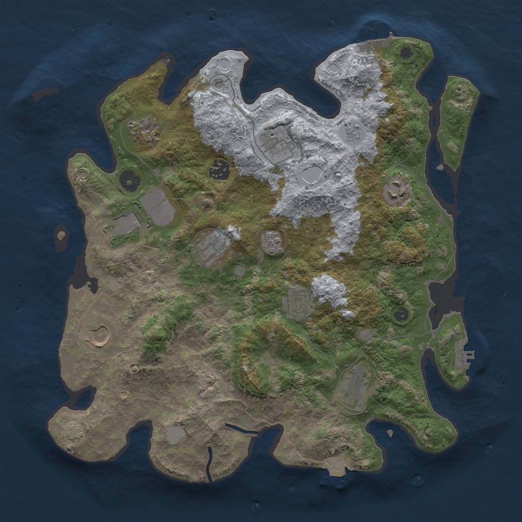 Rust Map: Procedural Map, Size: 3750, Seed: 136093558, 18 Monuments