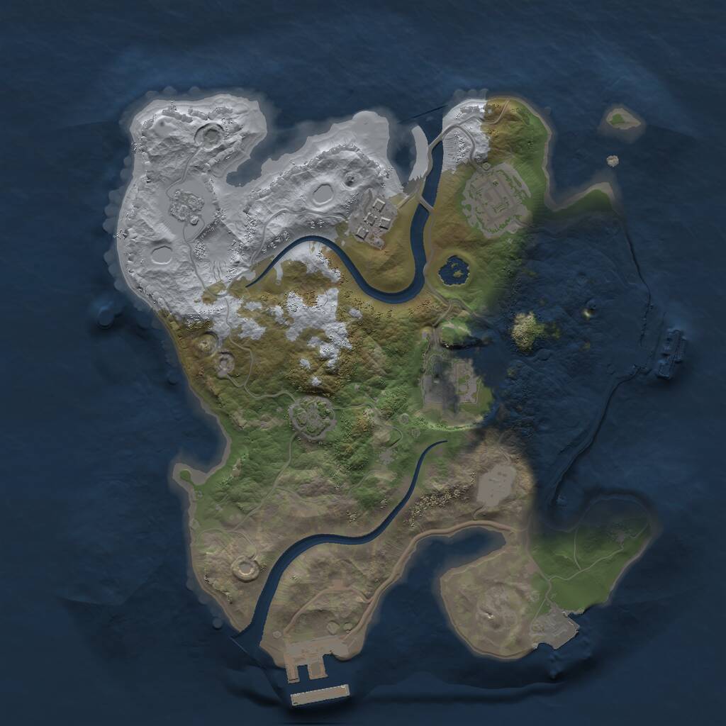 Rust Map: Procedural Map, Size: 2500, Seed: 286862671, 8 Monuments