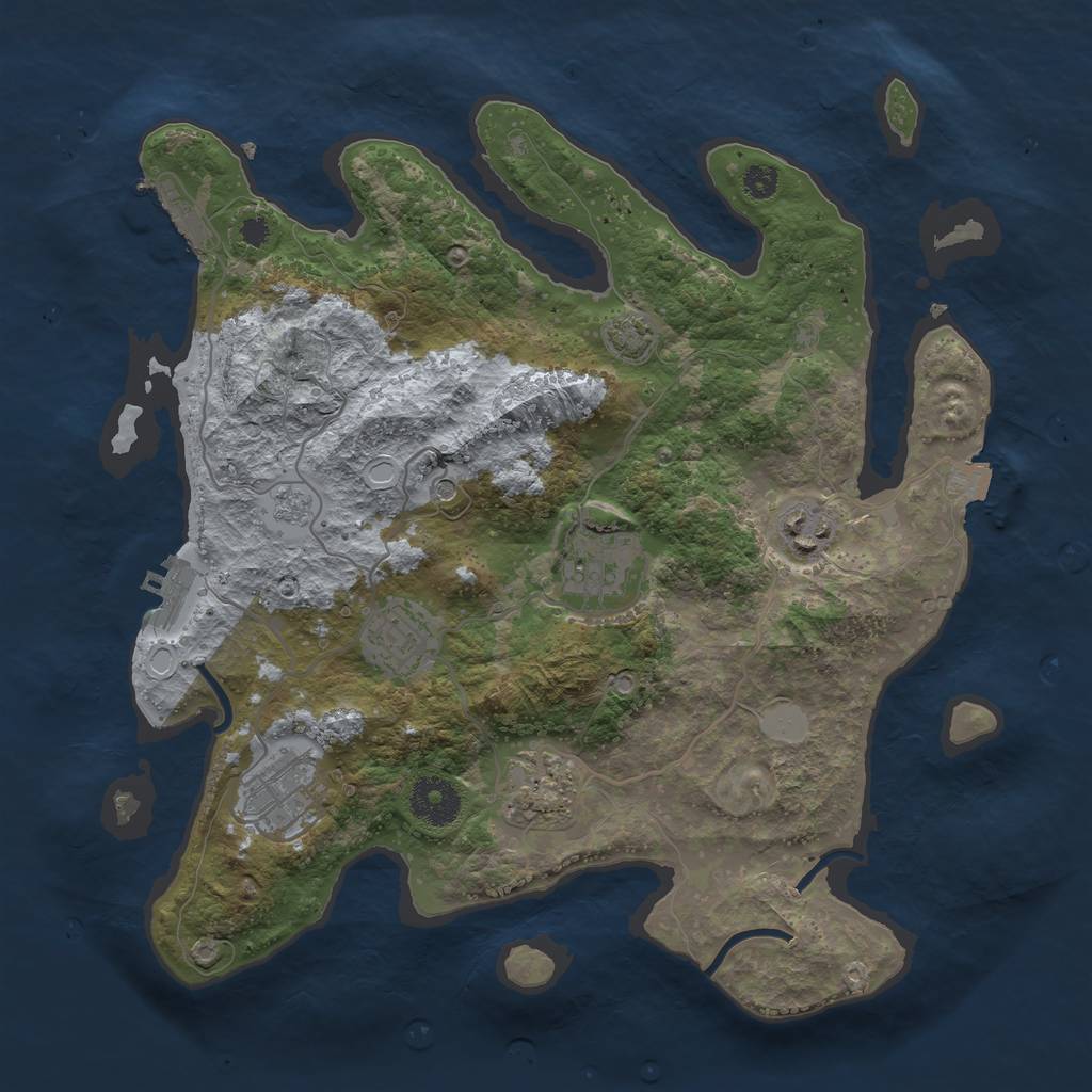 Rust Map: Procedural Map, Size: 3300, Seed: 1206985038, 13 Monuments