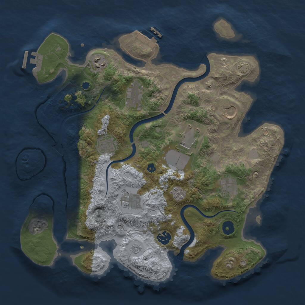 Rust Map: Procedural Map, Size: 3500, Seed: 1193838315, 15 Monuments