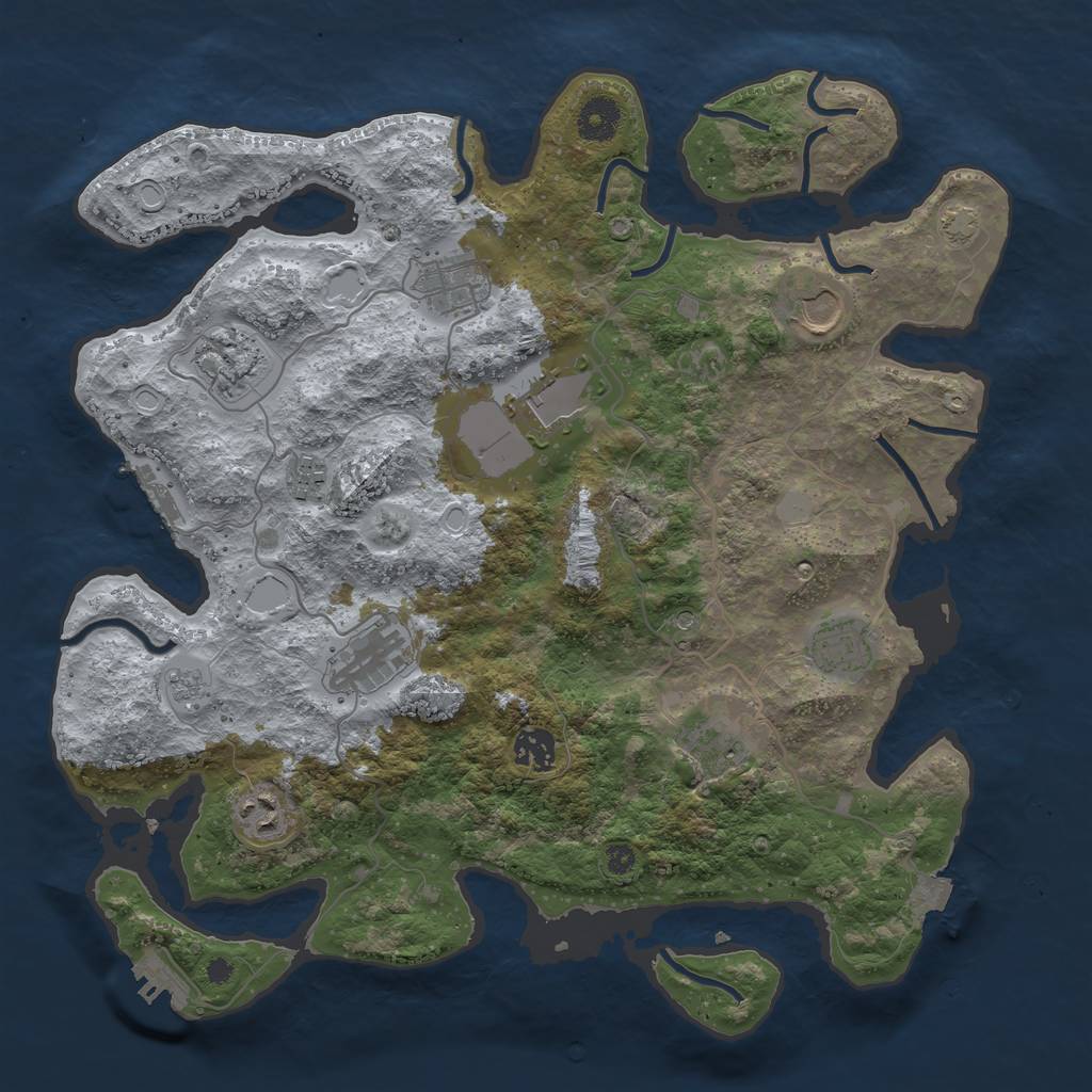 Rust Map: Procedural Map, Size: 3743, Seed: 166718215, 18 Monuments