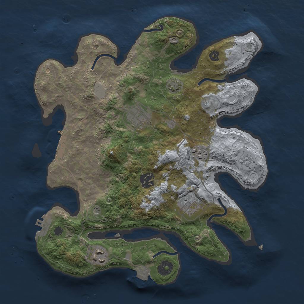 Rust Map: Procedural Map, Size: 3000, Seed: 1936015874, 13 Monuments