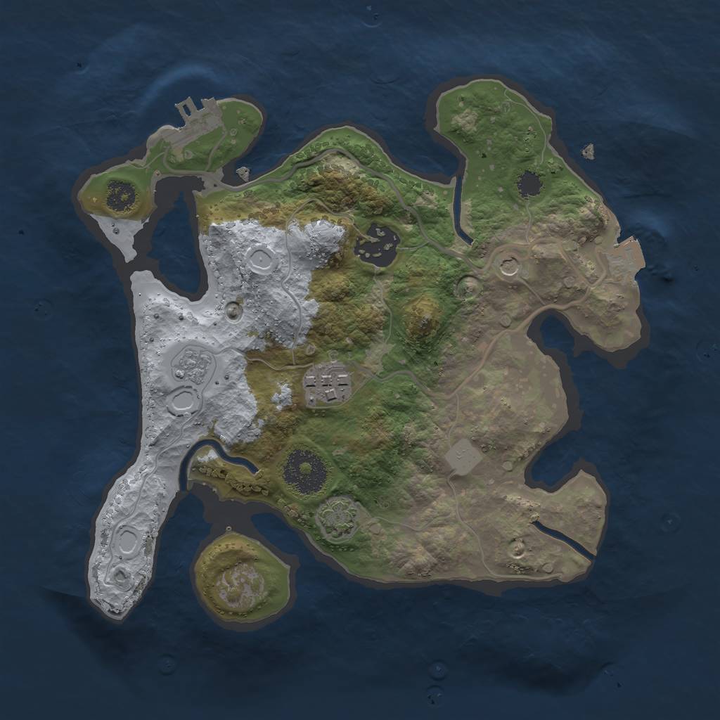 Rust Map: Procedural Map, Size: 2500, Seed: 90081869, 9 Monuments