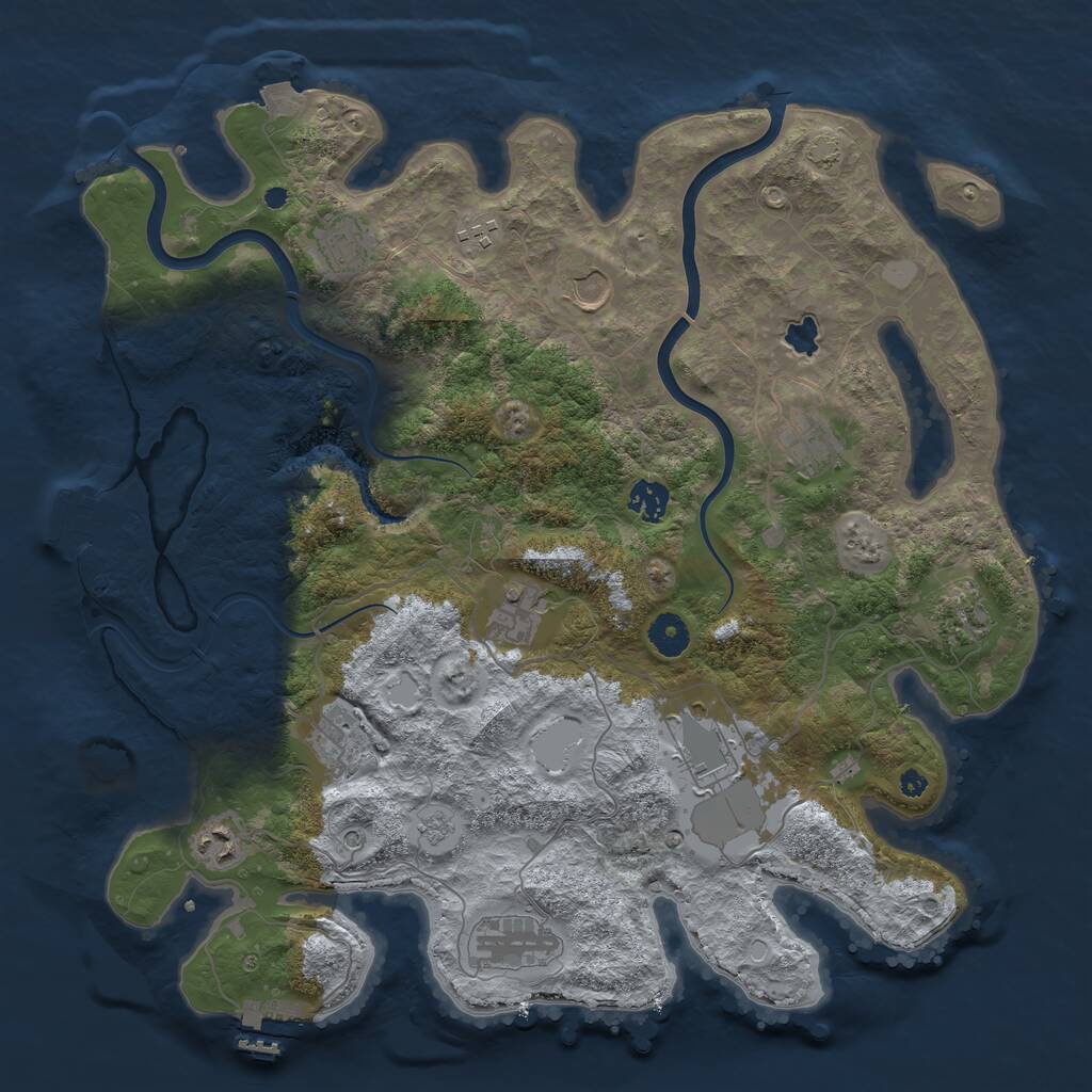 Rust Map: Procedural Map, Size: 4000, Seed: 873027841, 17 Monuments
