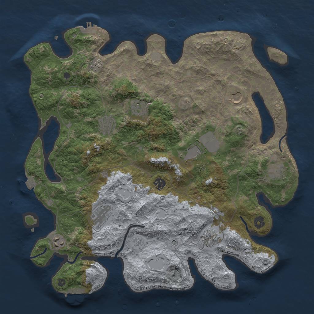 Rust Map: Procedural Map, Size: 4000, Seed: 873027841, 18 Monuments