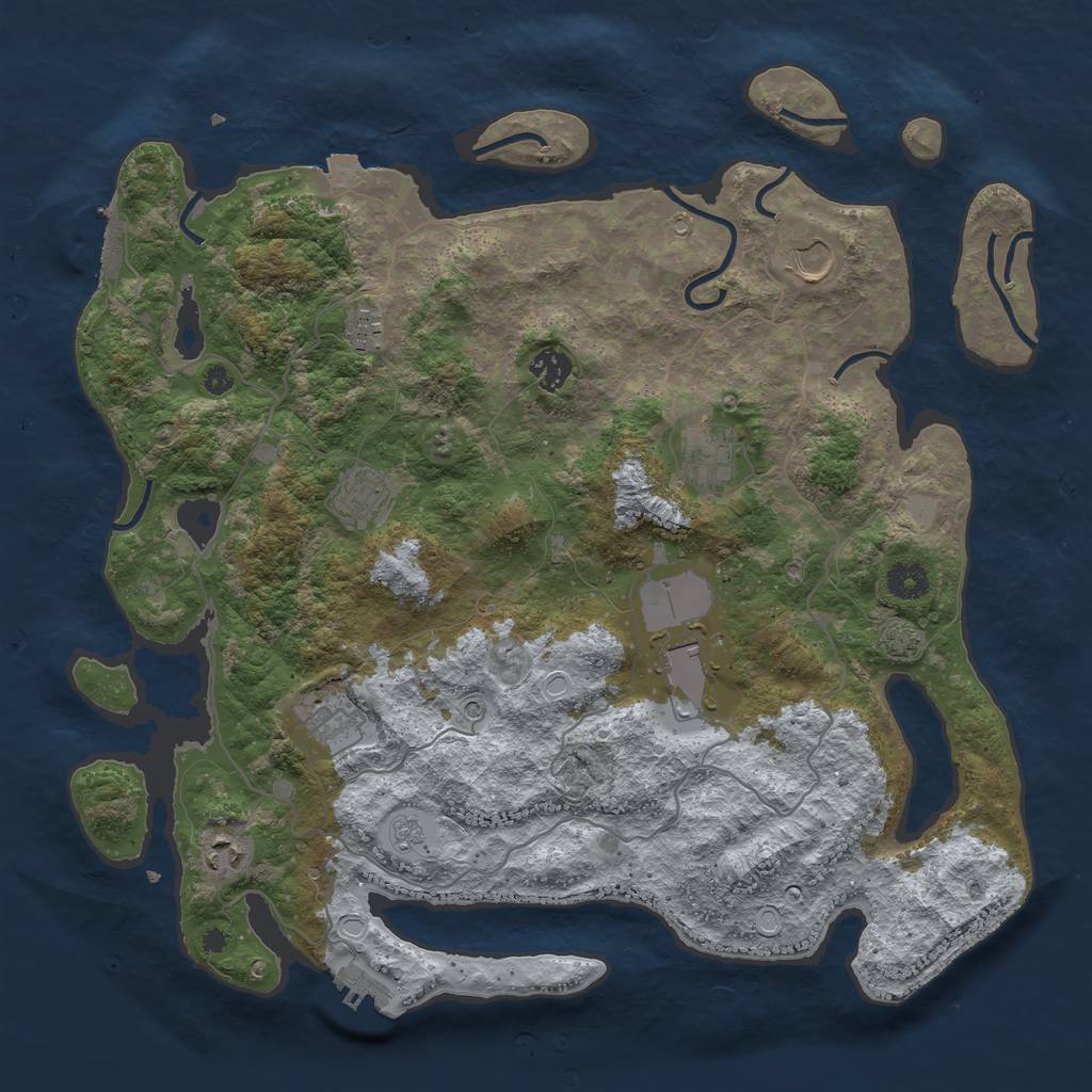 Rust Map: Procedural Map, Size: 4000, Seed: 58856452, 16 Monuments