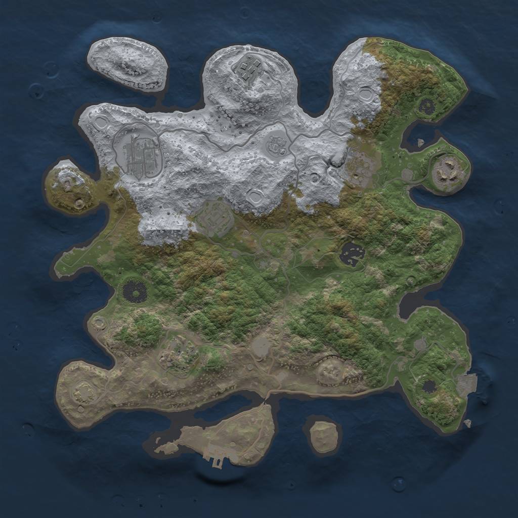 Rust Map: Procedural Map, Size: 3250, Seed: 710490755, 13 Monuments