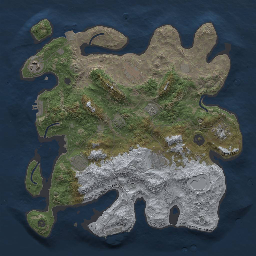 Rust Map: Procedural Map, Size: 3400, Seed: 88902223, 14 Monuments