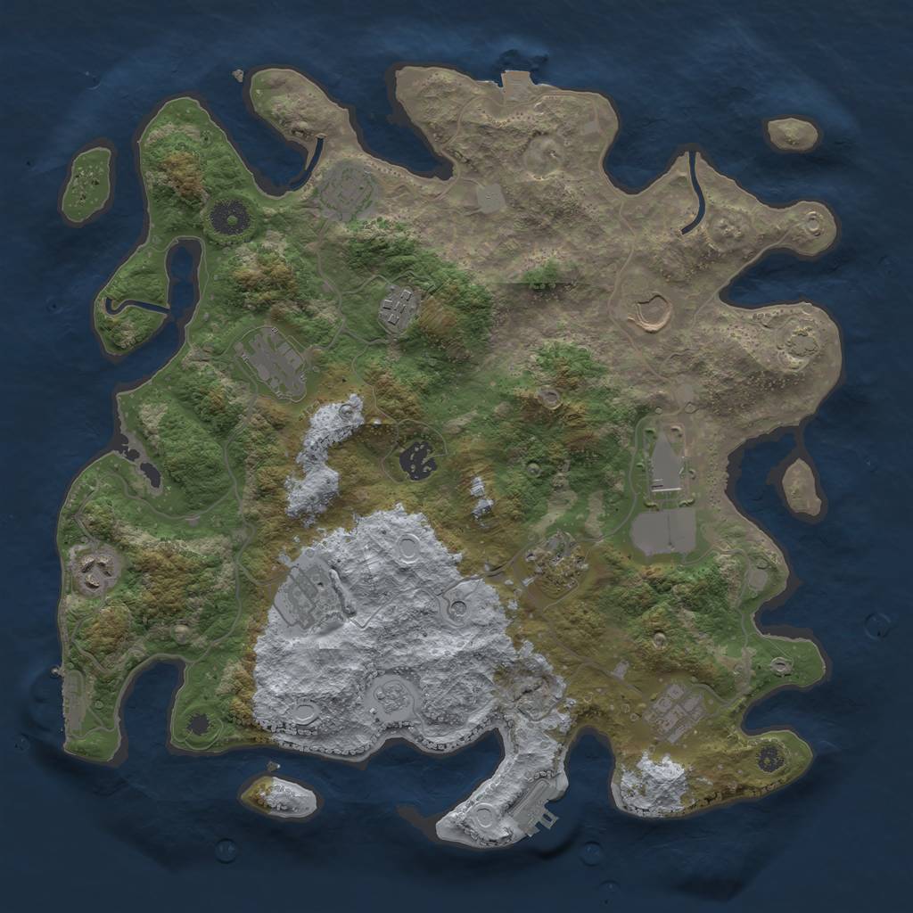 Rust Map: Procedural Map, Size: 3700, Seed: 43596116, 18 Monuments