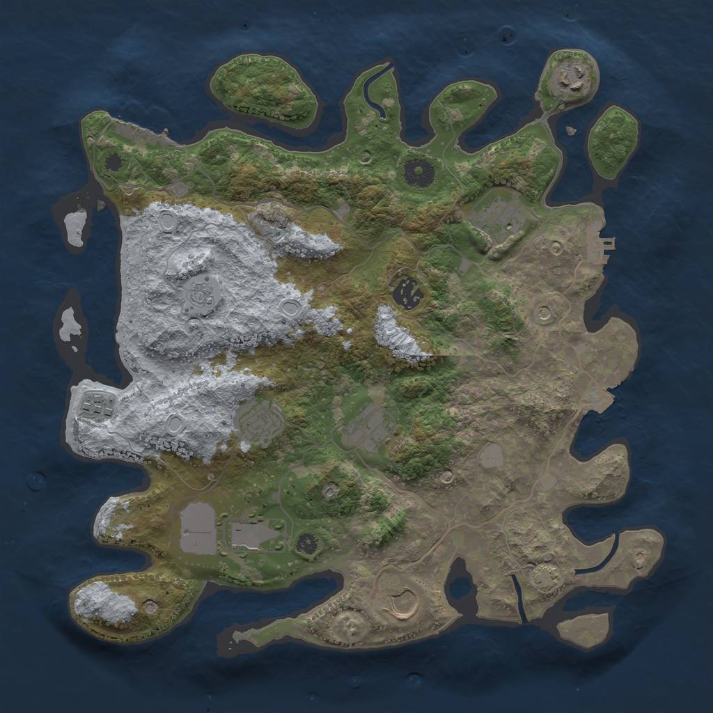 Rust Map: Procedural Map, Size: 3550, Seed: 17824833, 16 Monuments