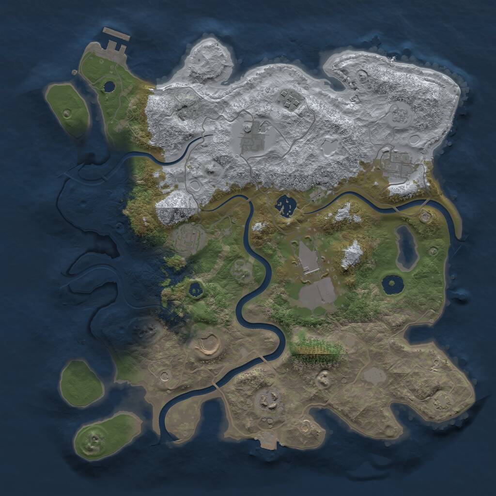 Rust Map: Procedural Map, Size: 3600, Seed: 53636300, 13 Monuments