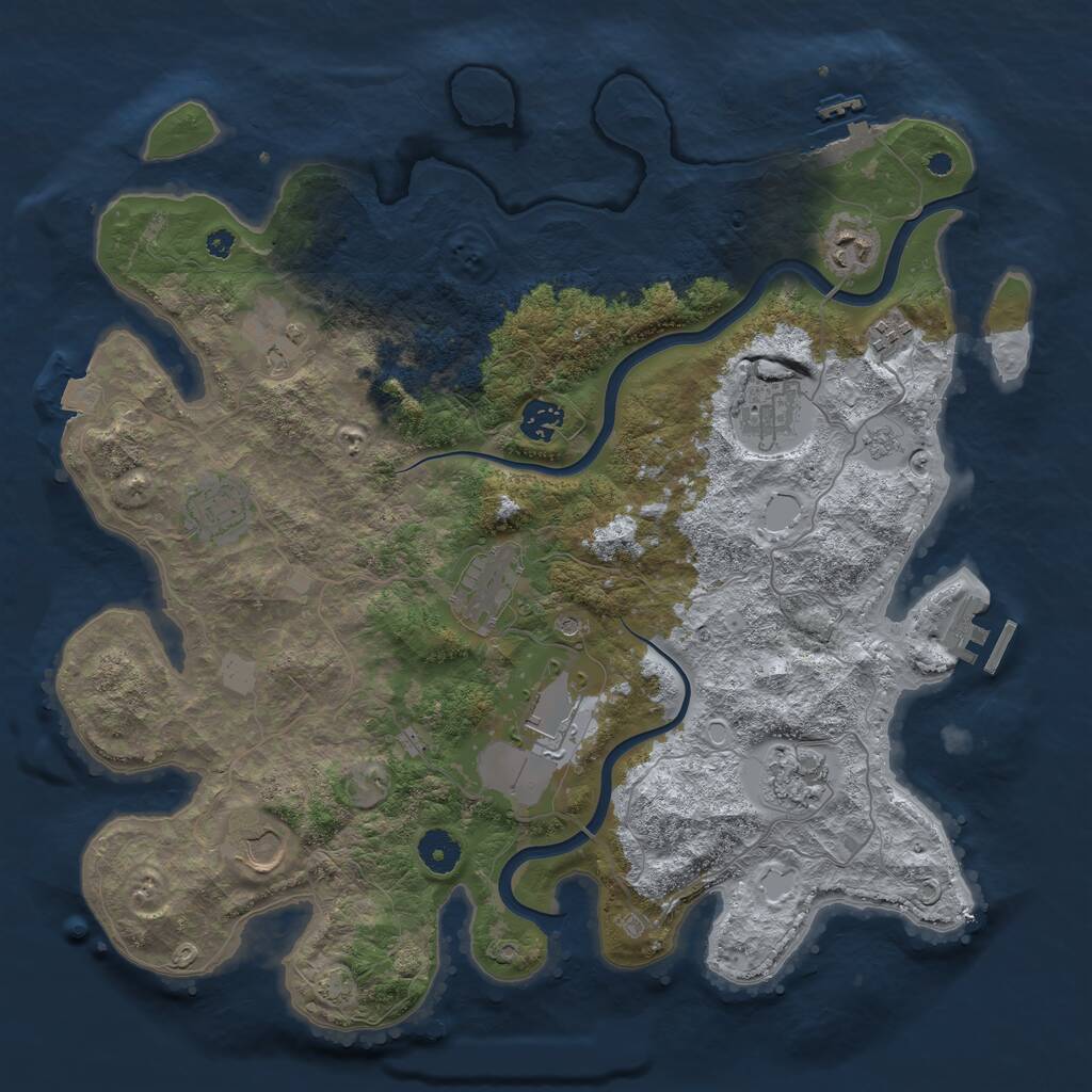 Rust Map: Procedural Map, Size: 3900, Seed: 77872567, 16 Monuments