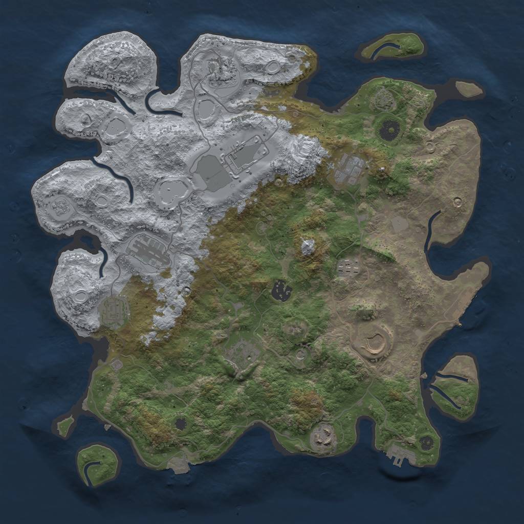 Rust Map: Procedural Map, Size: 3850, Seed: 10849538, 18 Monuments