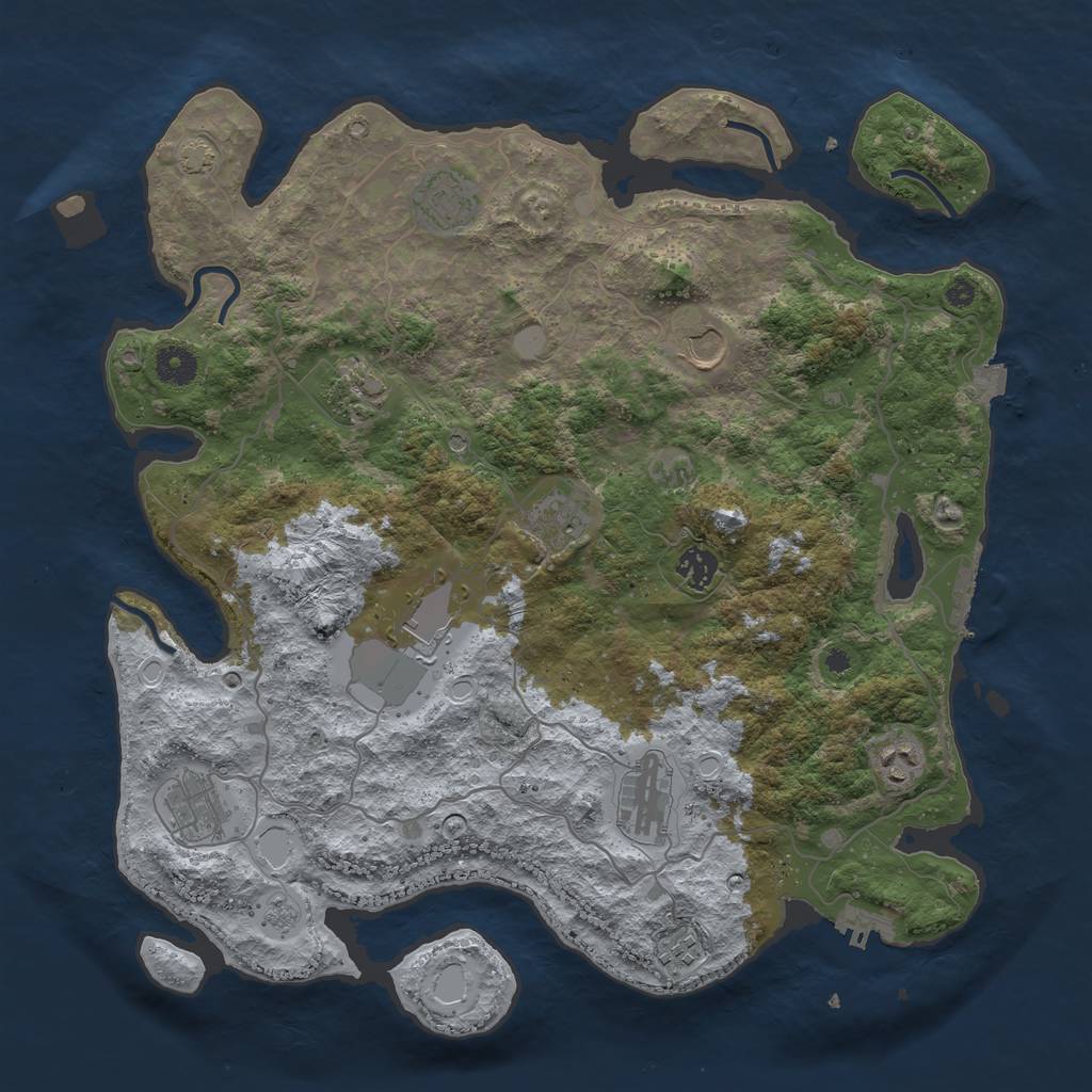 Rust Map: Procedural Map, Size: 4000, Seed: 1603128005, 18 Monuments