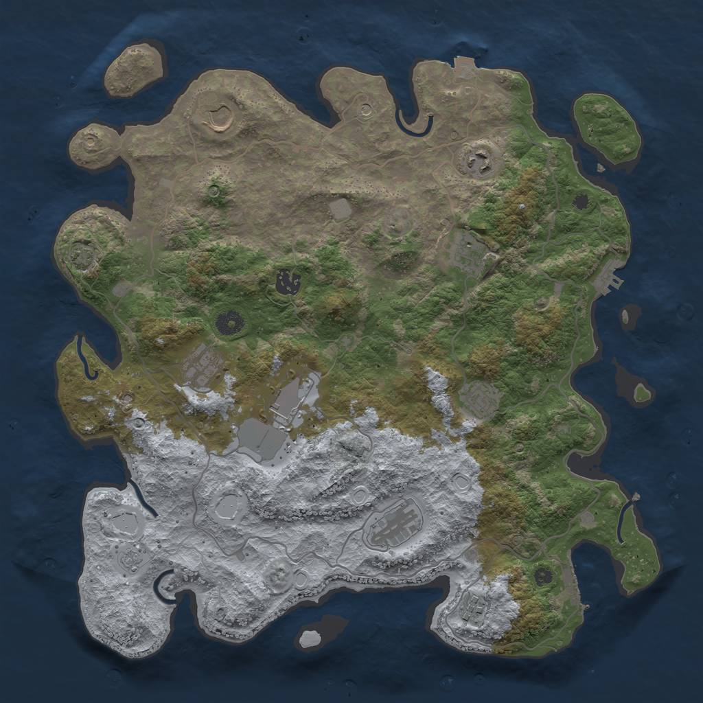 Rust Map: Procedural Map, Size: 4000, Seed: 626886409, 17 Monuments