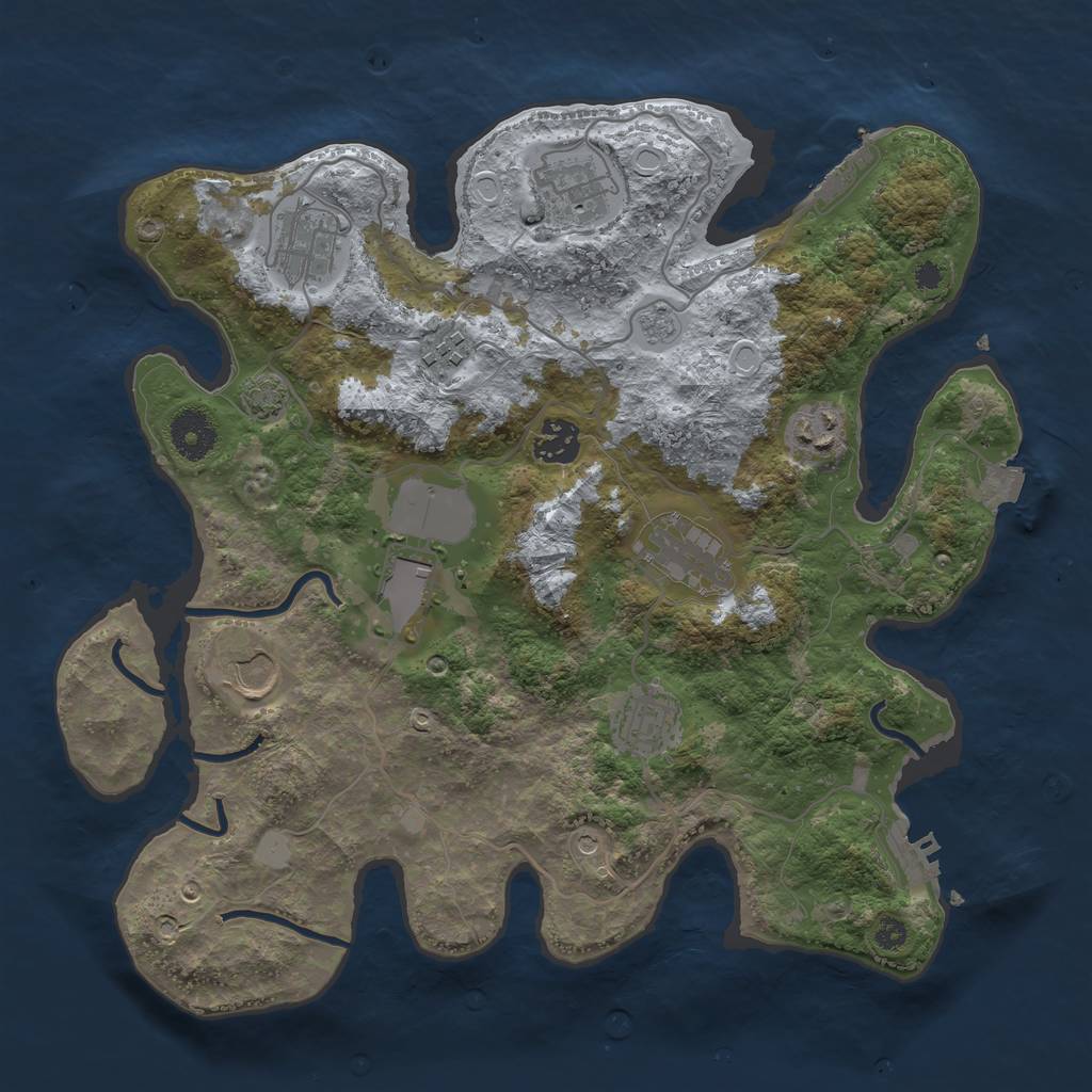 Rust Map: Procedural Map, Size: 3500, Seed: 299069548, 17 Monuments