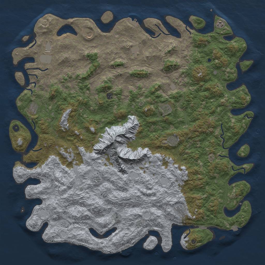Rust Map: Procedural Map, Size: 6000, Seed: 498257708, 19 Monuments