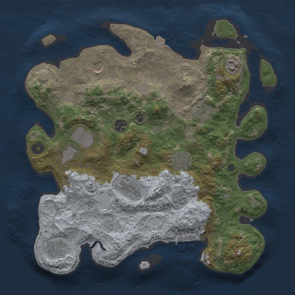 Rust Map: Procedural Map, Size: 3600, Seed: 626886409, 16 Monuments