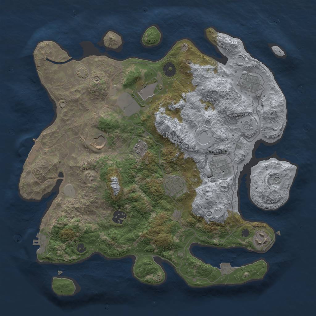 Rust Map: Procedural Map, Size: 3500, Seed: 1901884550, 16 Monuments