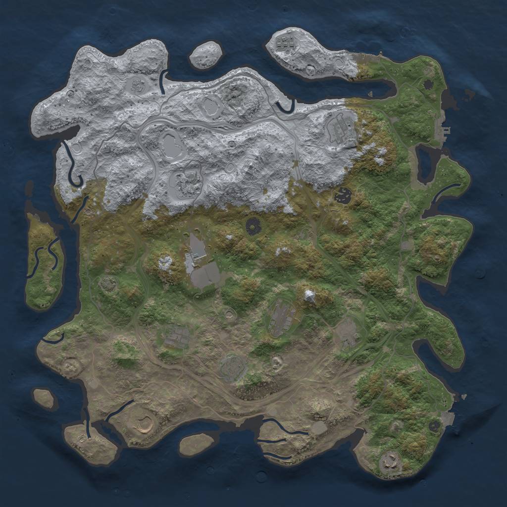 Rust Map: Procedural Map, Size: 4500, Seed: 768199585, 19 Monuments
