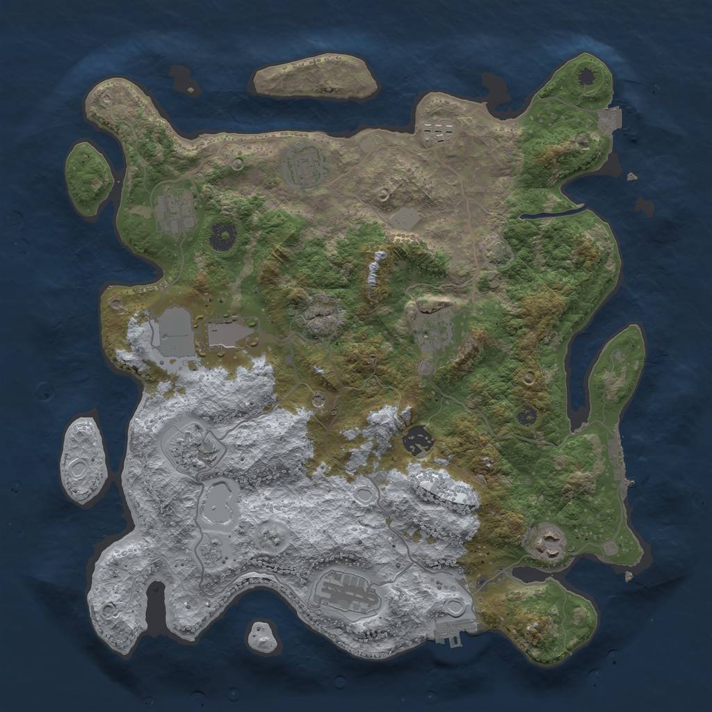 Rust Map: Procedural Map, Size: 3700, Seed: 34500014, 17 Monuments