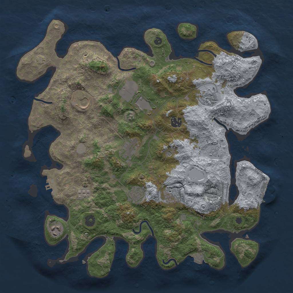 Rust Map: Procedural Map, Size: 3850, Seed: 34055834, 17 Monuments