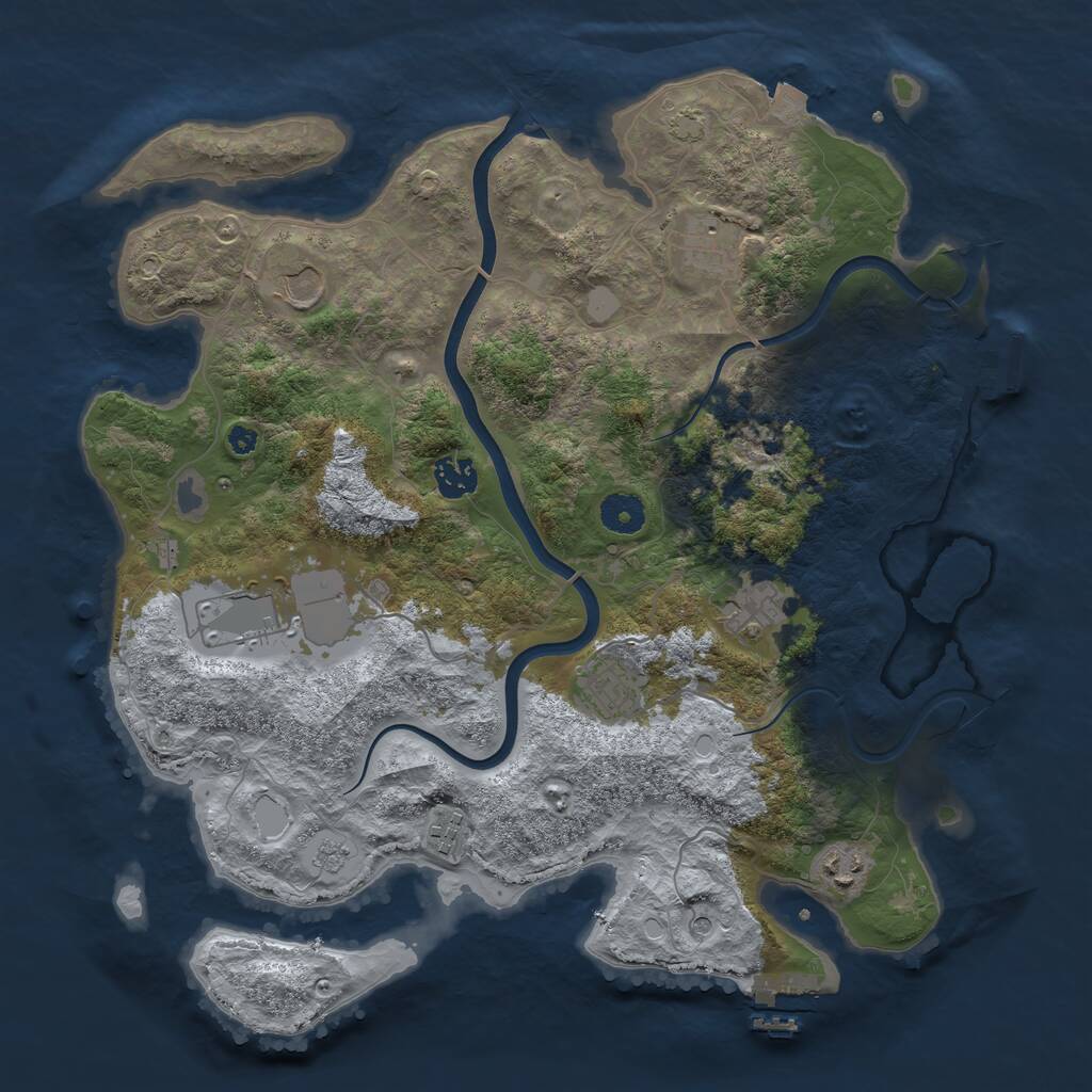 Rust Map: Procedural Map, Size: 3800, Seed: 45102870, 14 Monuments