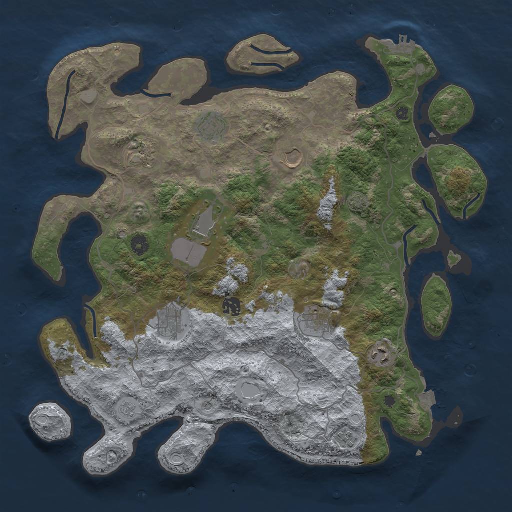 Rust Map: Procedural Map, Size: 4000, Seed: 81234666, 16 Monuments