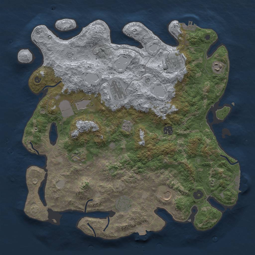 Rust Map: Procedural Map, Size: 3950, Seed: 84265402, 17 Monuments