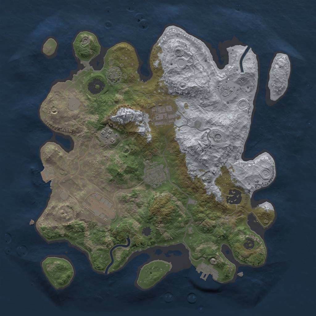 Rust Map: Procedural Map, Size: 3000, Seed: 52561, 12 Monuments