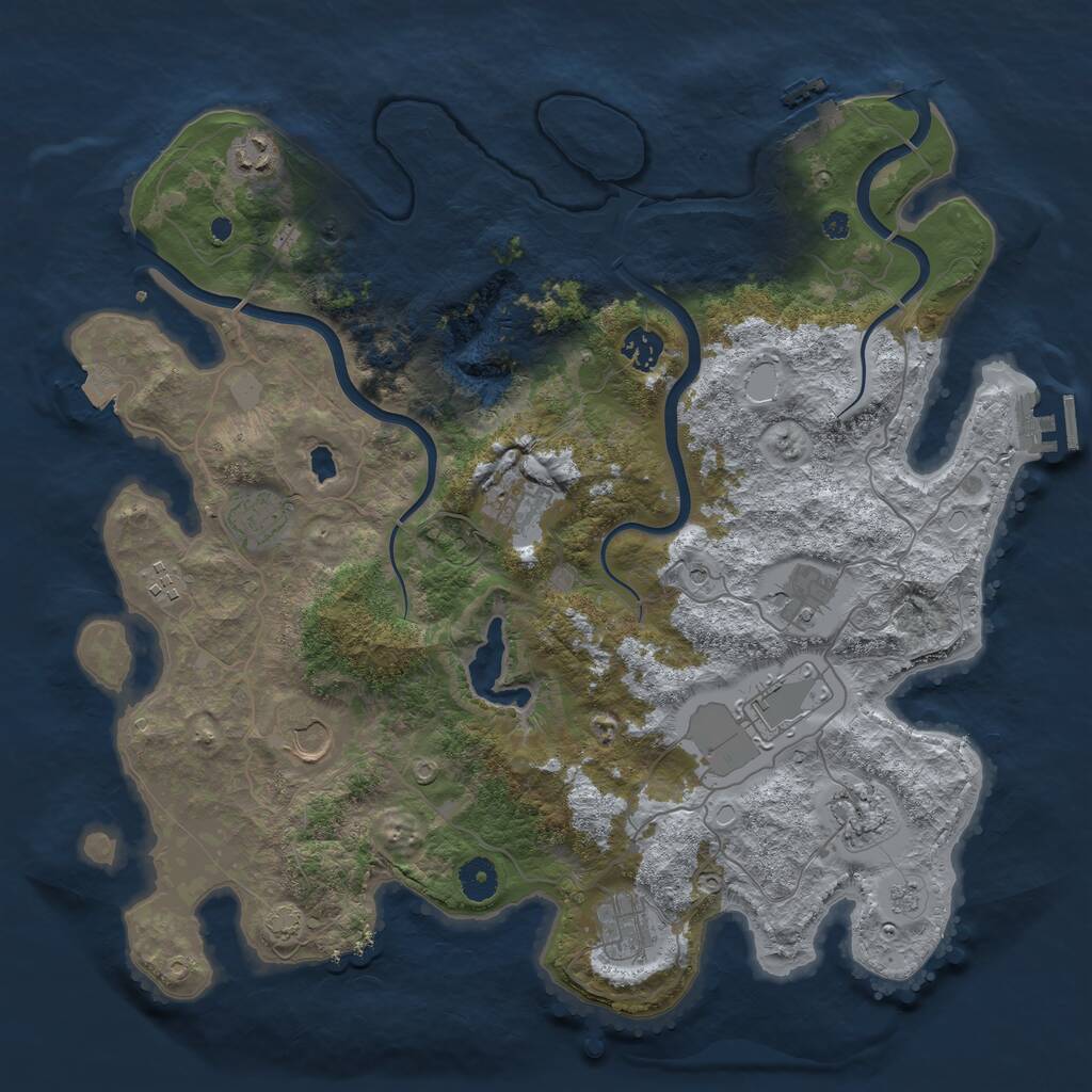 Rust Map: Procedural Map, Size: 4000, Seed: 15673210, 16 Monuments
