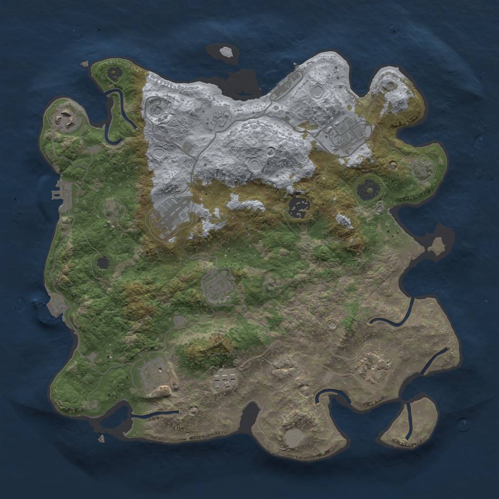 Rust Map: Procedural Map, Size: 3450, Seed: 27480396, 16 Monuments