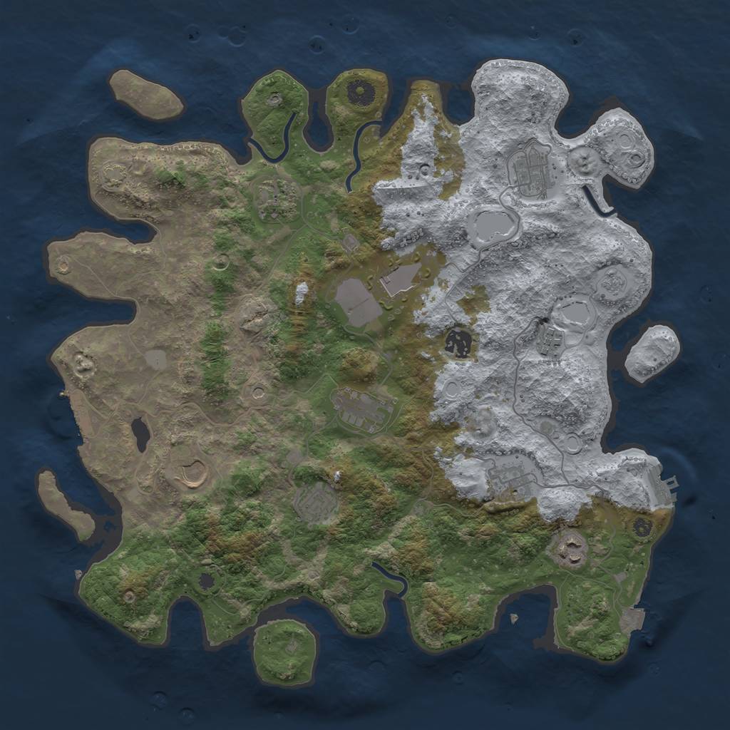 Rust Map: Procedural Map, Size: 3950, Seed: 1135995, 18 Monuments