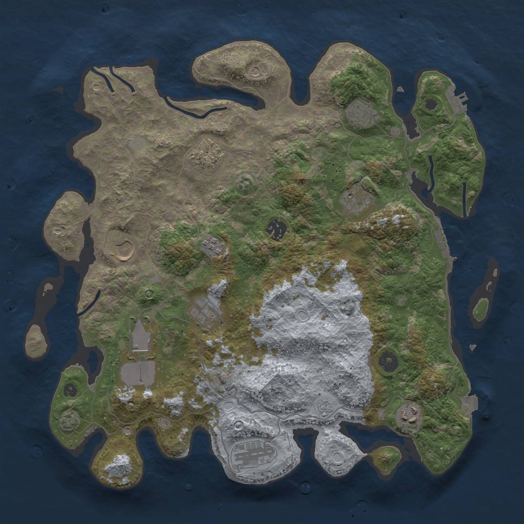 Rust Map: Procedural Map, Size: 3900, Seed: 62367039, 18 Monuments
