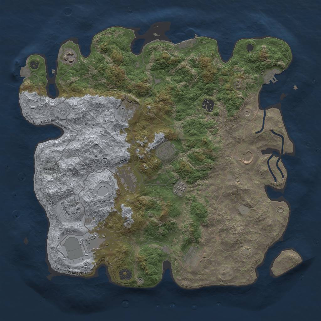 Rust Map: Procedural Map, Size: 3850, Seed: 77041861, 18 Monuments