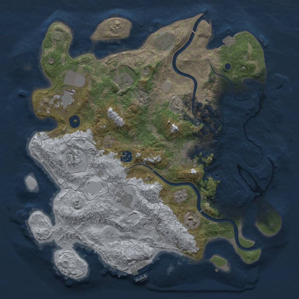 Rust Map: Procedural Map, Size: 3800, Seed: 27833396, 14 Monuments