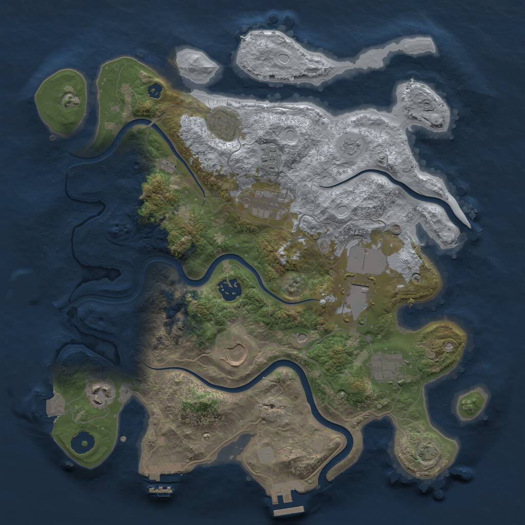 Rust Map: Procedural Map, Size: 3500, Seed: 294000505, 14 Monuments