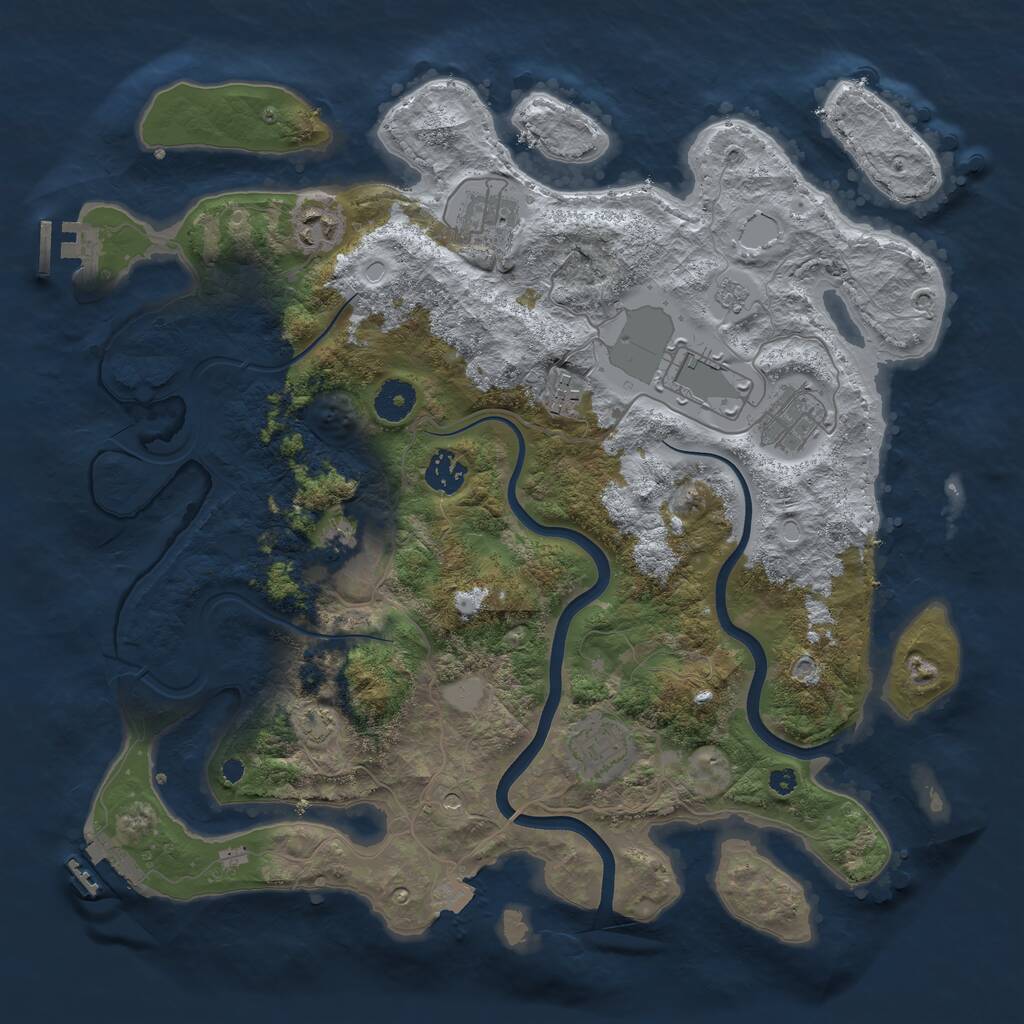 Rust Map: Procedural Map, Size: 3750, Seed: 96844920, 14 Monuments